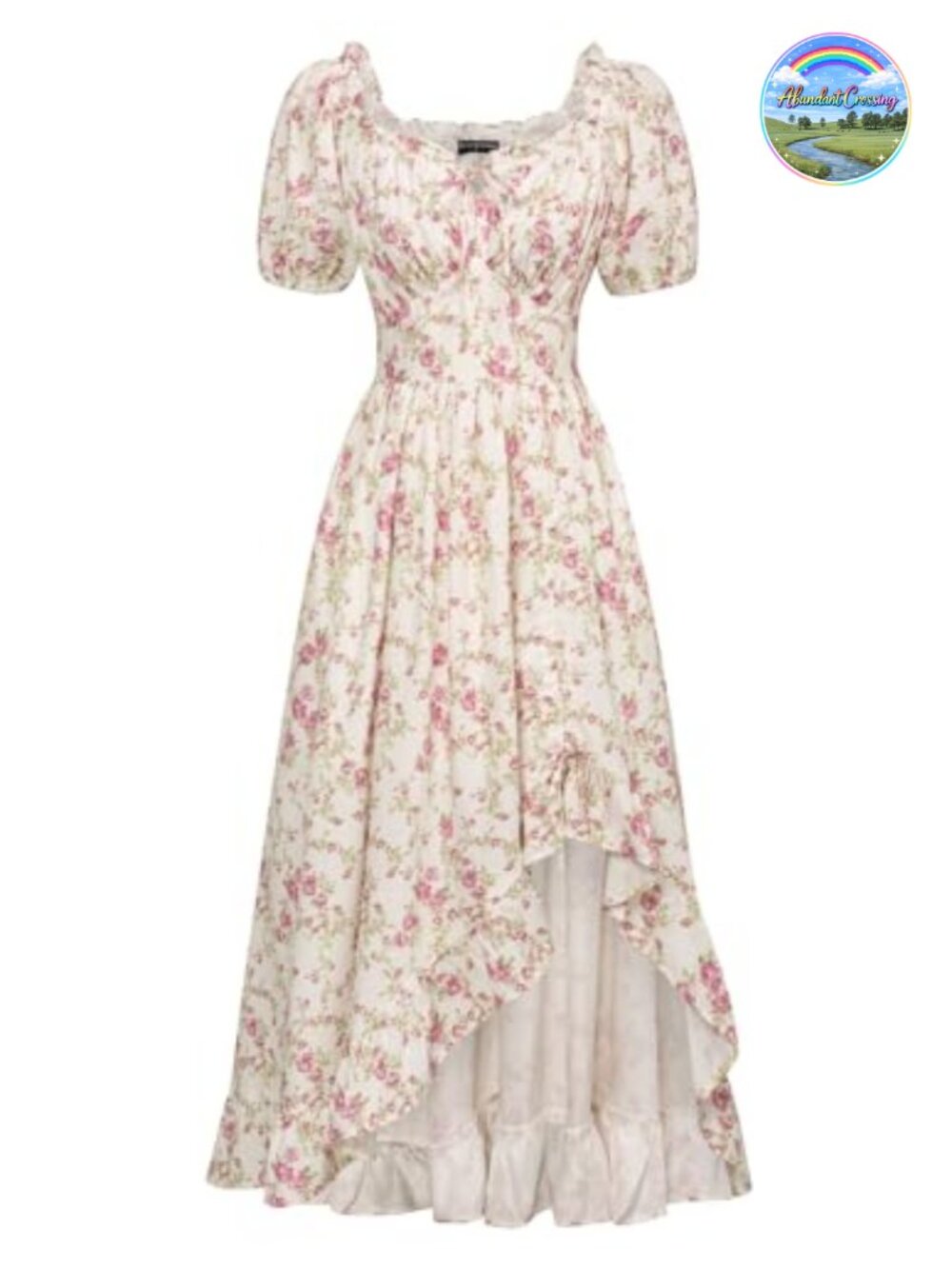 Scarlet Darkness Renaissance Corset Dress Puff Sleeve High Low Costume